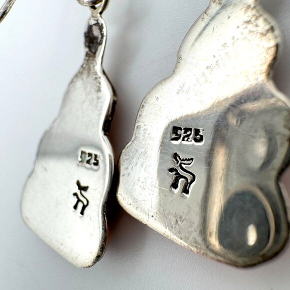 Moosepablos Handcrafted Sterling & Copper Buddha Earrings Signed - Picture 6 of 6